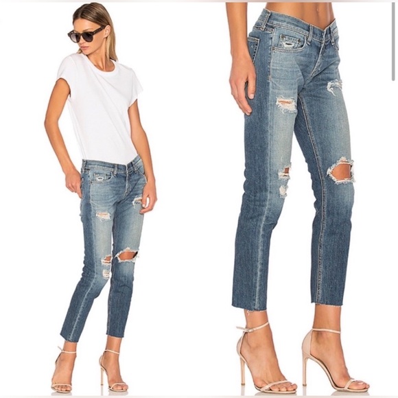 rag & bone Denim - Rag & Bone Dre Capri Distressed+Raw Hem Jeans
